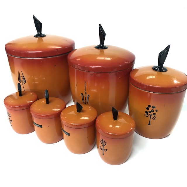 CANNISTER SET, Burnt Orange Metal (Set of 7)